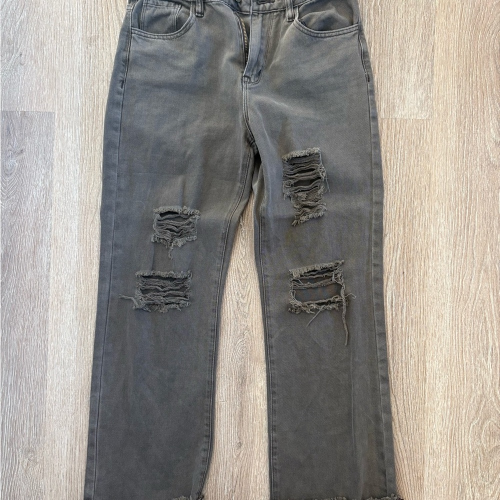 Altar'd State Distressed Gray Women's Relaxed Jeans